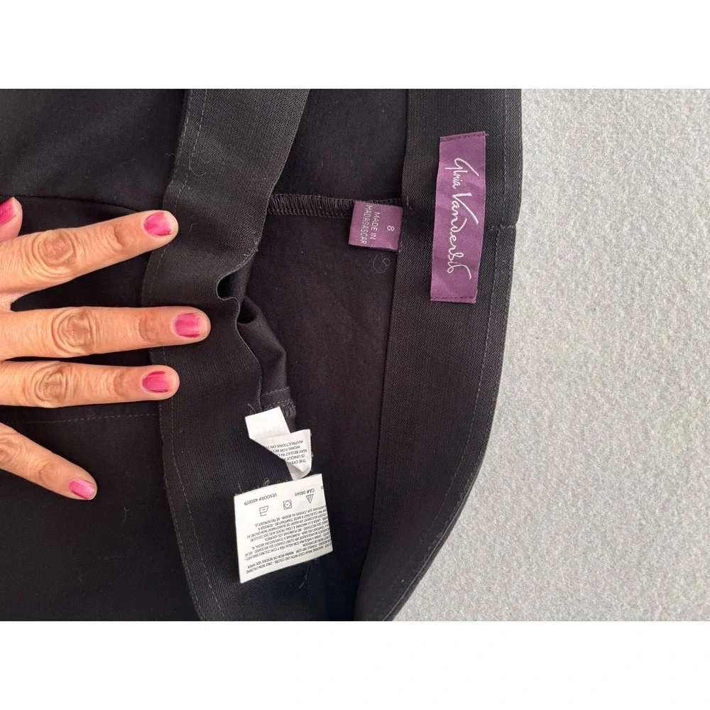Gloria Vanderbilt Dress Pants 8 Excellent Black Seamed Flare Pull On Stretch
